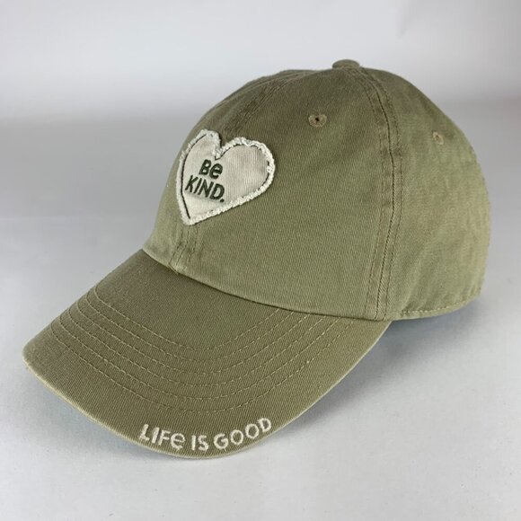 Life Is Good Accessories - Life Is Good Unisex Beige Be Kind Relaxed Fit Strapback Adjustable Hat